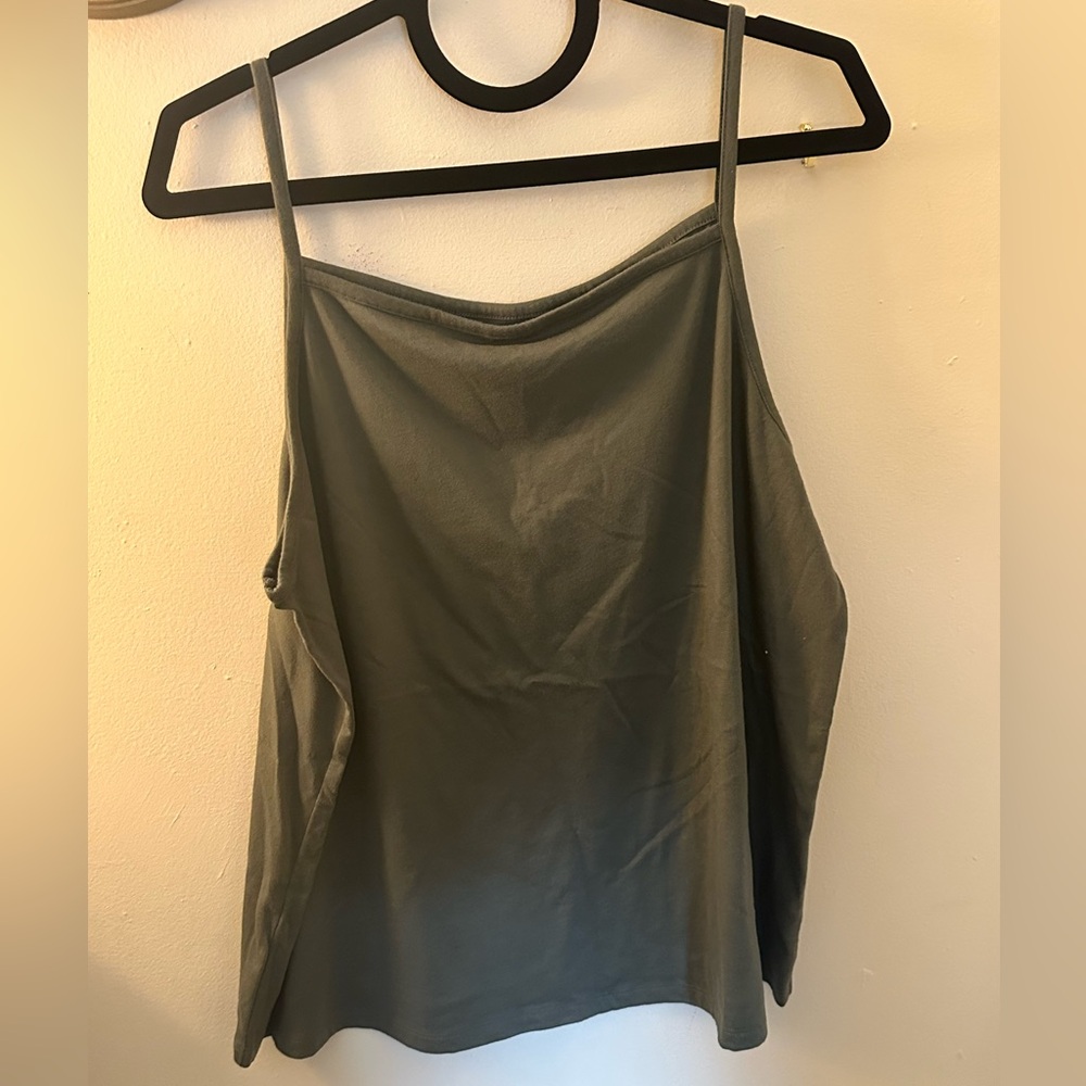 Old Navy Olive Green Spaghetti Strap Cowl Neck Tank Top